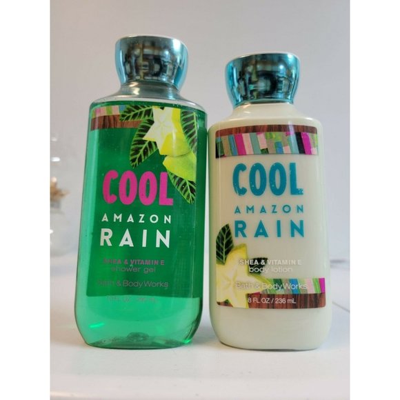 Bath & Body Works Cool Amazon Rain Shea Body Lotion (8oz) & Shower Gel (10 oz) - Picture 1 of 7